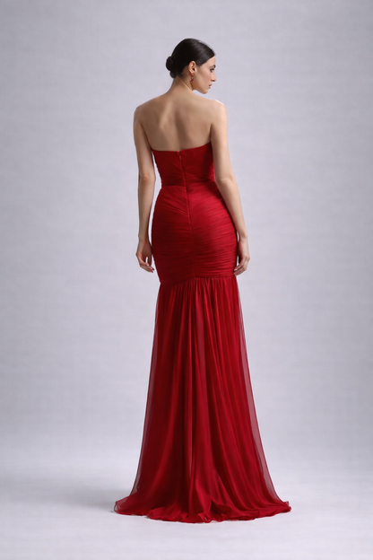 Robe Sirène Bordeaux Élégance FemmeVue