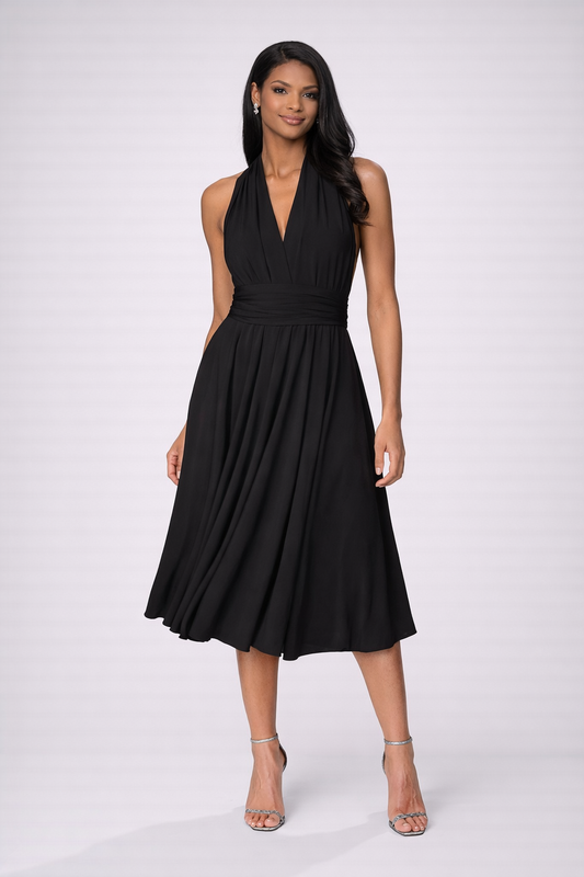 Robe de soirée noire élégante pour femme signée FemmeVue