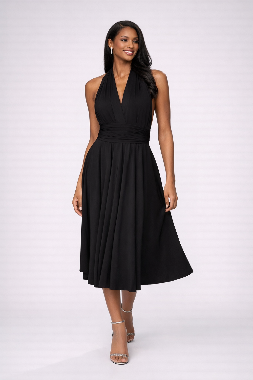 Robe de soirée noire fluide élégante FemmeVue